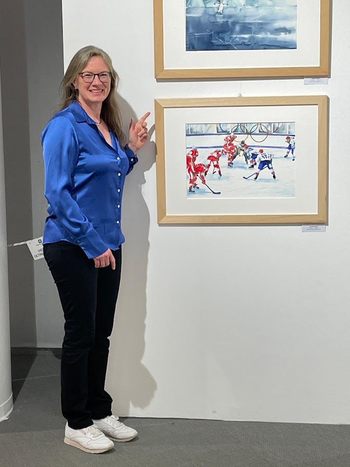 Eishockey, Olympia 2026, Original-Aquarell – Bild 2