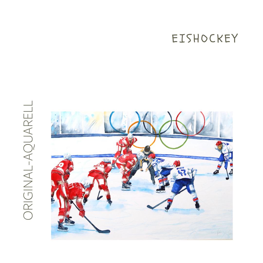 Eishockey, Olympia 2026, Original-Aquarell