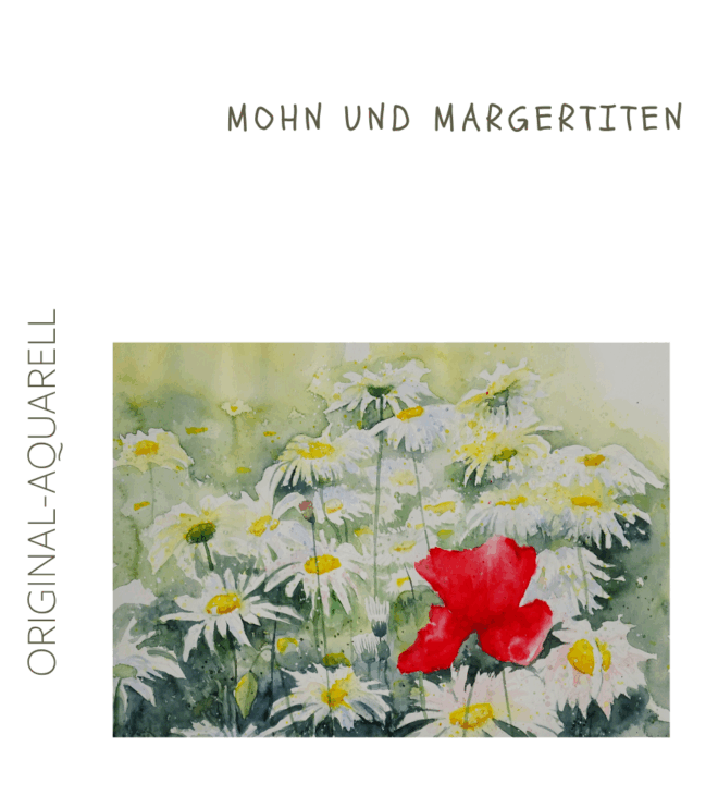 Mohn und Margeriten, Original-Aquarell (Kopie)