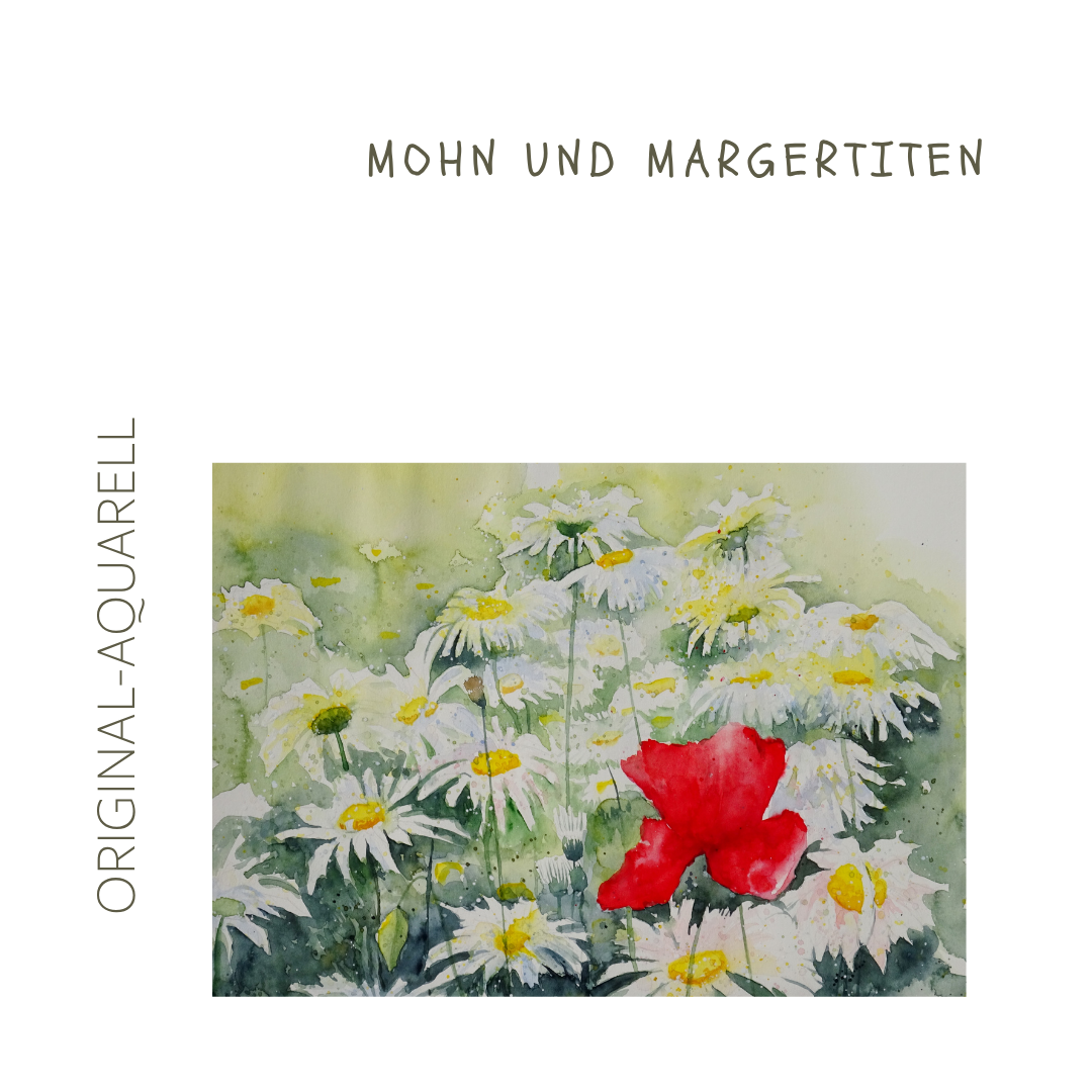 Mohn und Margeriten, Original-Aquarell (Kopie)